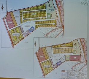 Erste Strabag-Skizze für die Unterkünfte und Logistikflächen an der A1 zur Hinterlandanbindung der Fehmarnbeltquerung.